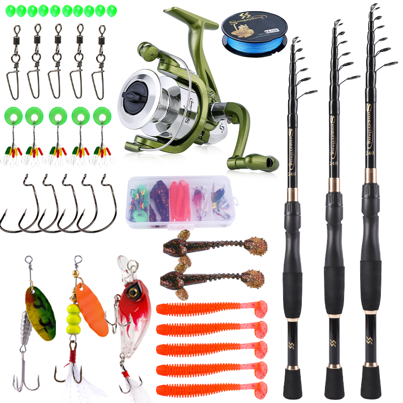 Fishing Rod Combo - Sougayilang 텔레스코픽 낚시 콤보 탄소 섬유